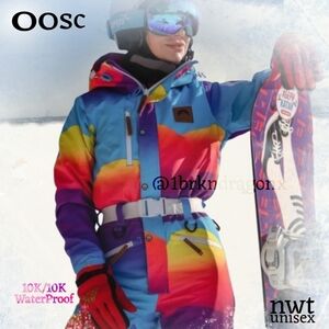 Colorful Multicolot Unisex Ski Suite One-Piece Snow Wimter Insulated Waterproof